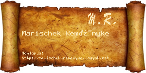 Marischek Reményke névjegykártya